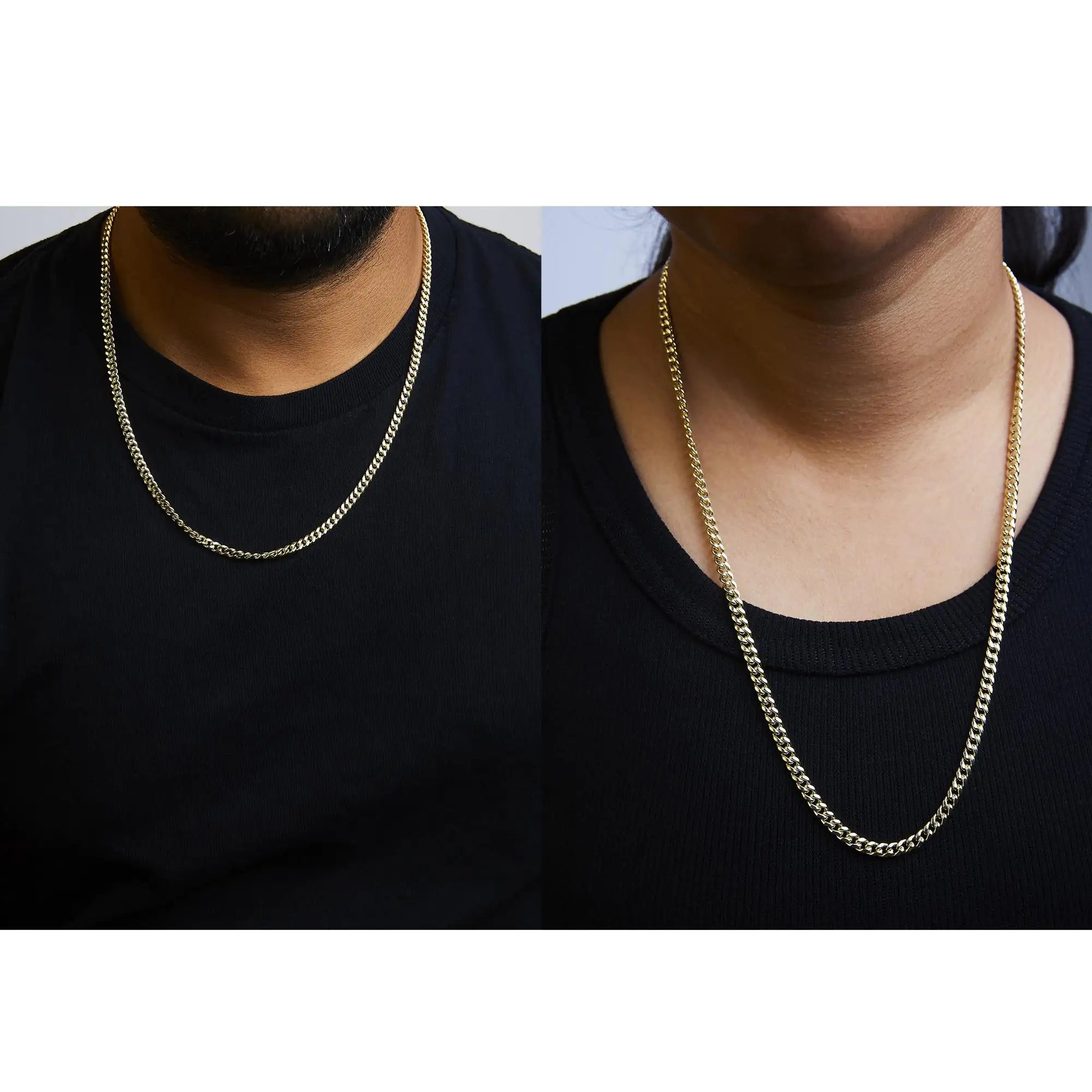 Semi-Solid 14K Yellow Gold 4.5mm Miami Cuban Chain Necklace - Unisex Chain