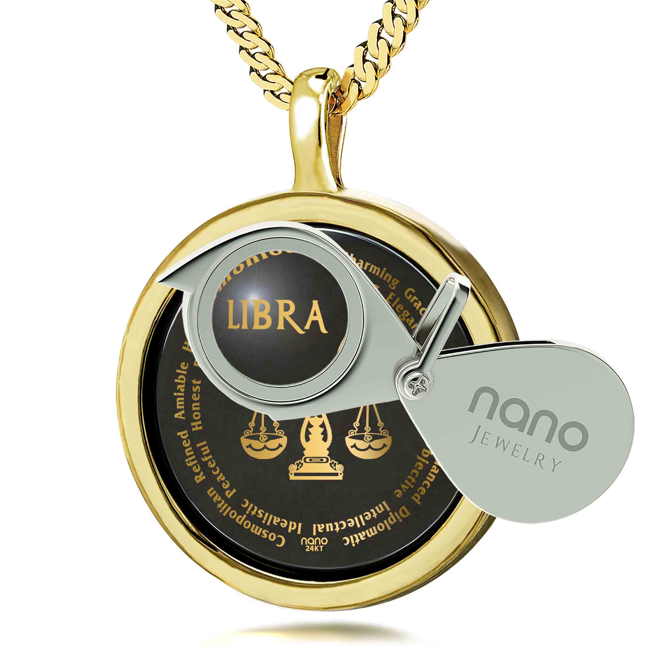 Libra Necklaces for Lovers of the Zodiac 24k Gold Inscribed