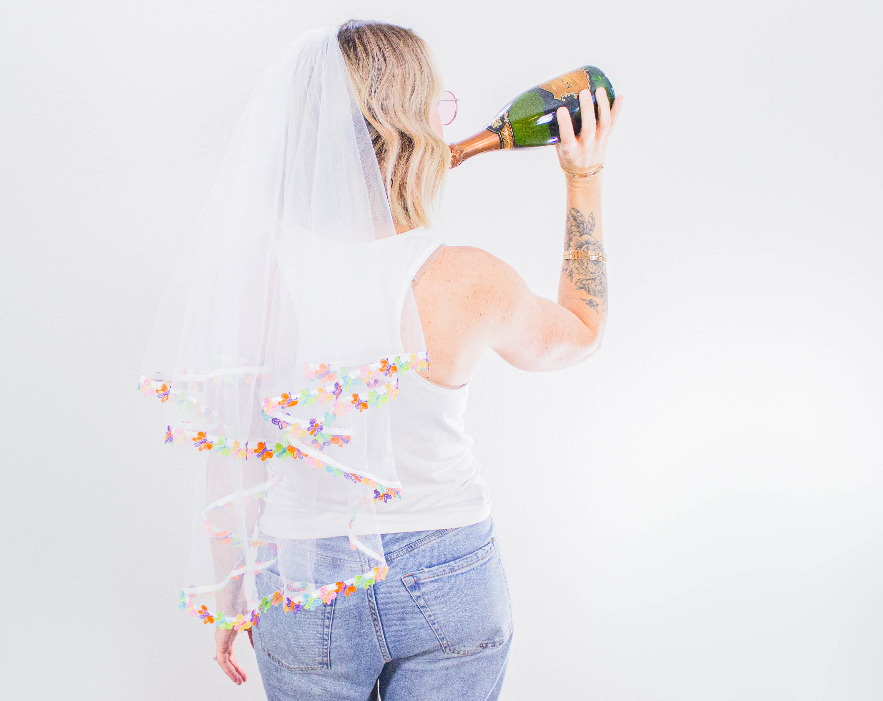 90's Retro Butterfly Bachelorette Party Veil