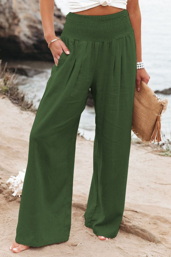 Désir Linen Trousers - Pantalona Model with Pockets and Elastane Coz