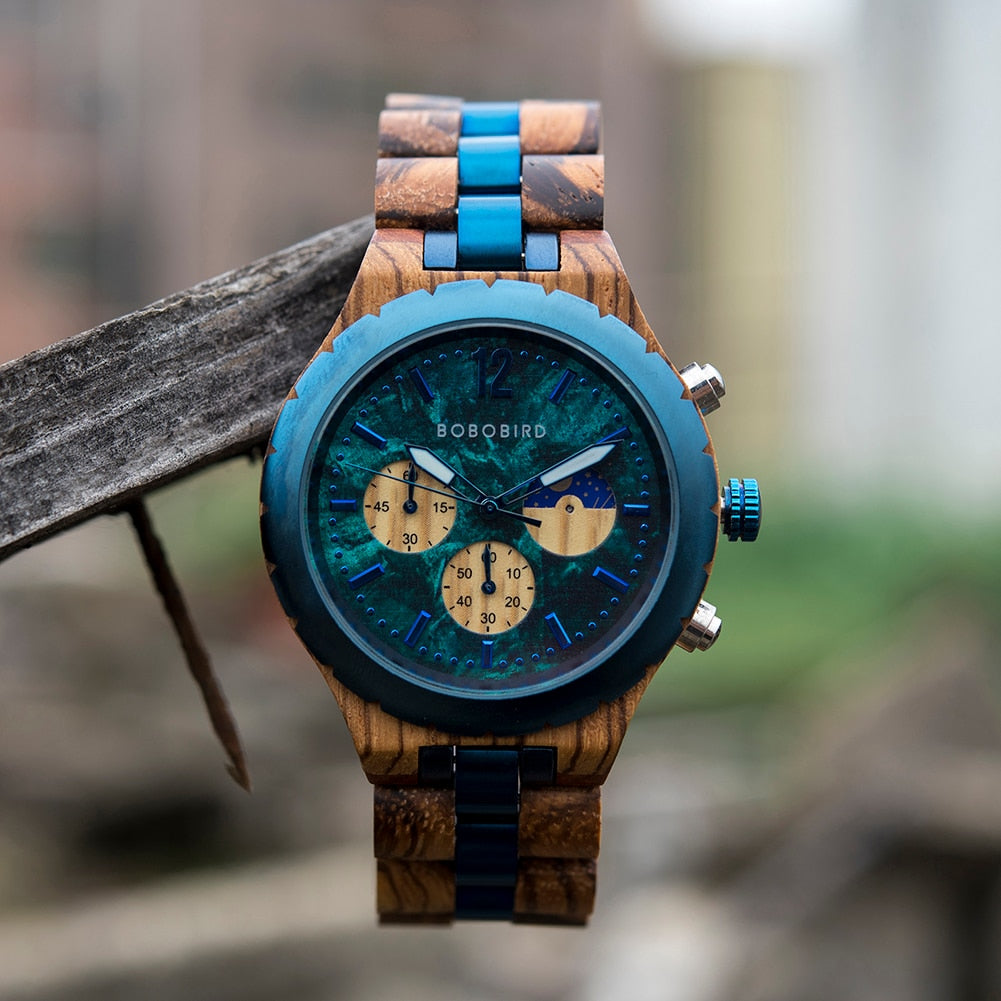 Luxury Wooden Chronograph Watch for Men